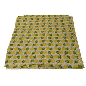 Yellow Pineapple Print Cotton Napkins 20" 100% Cotton Set Of 4